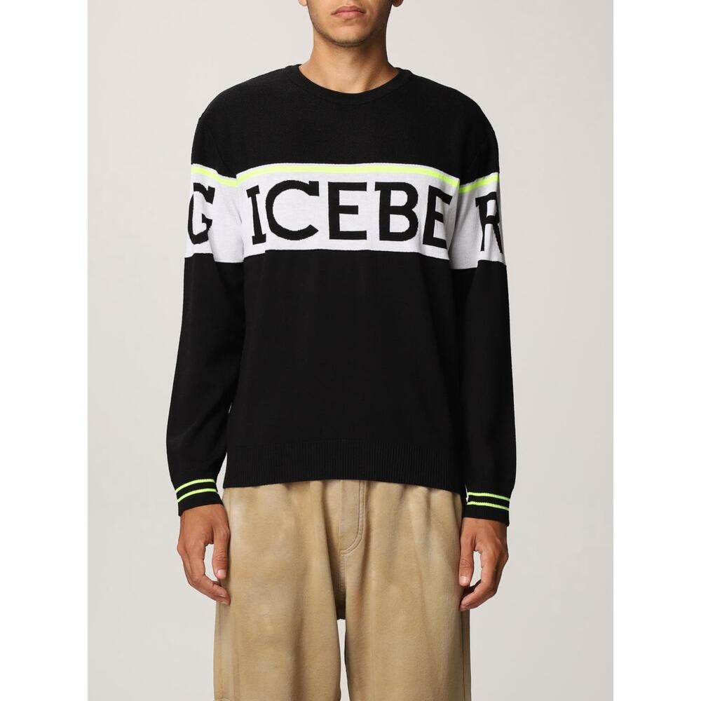 Iceberg Men's Round Neck Knitted Cotton Logo Sweater S NWOT